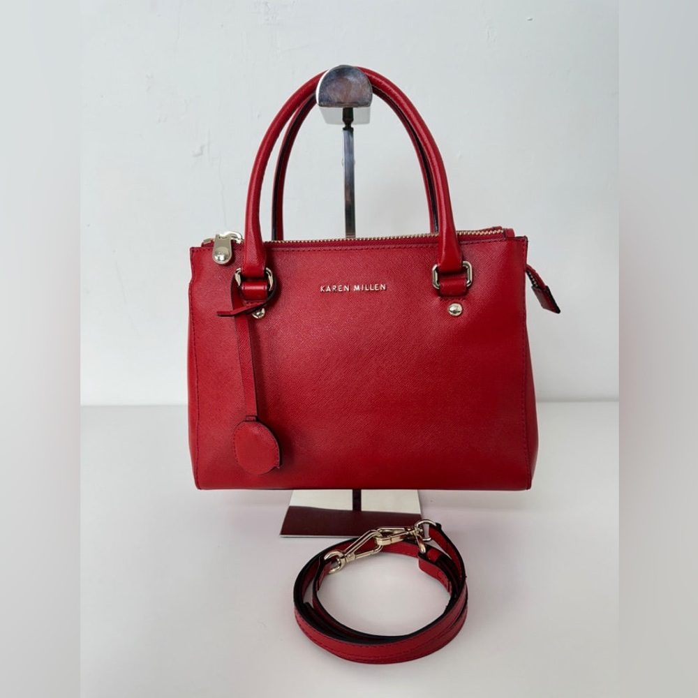Karen Millen red leather tote bag